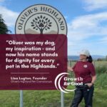 Podcast thumbnail for Growth for Good episode featuring Lisa Lugton, founder of Oliver’s Highland Pet Crematorium in Ross-shire, discussing compassion and high standards in pet cremation